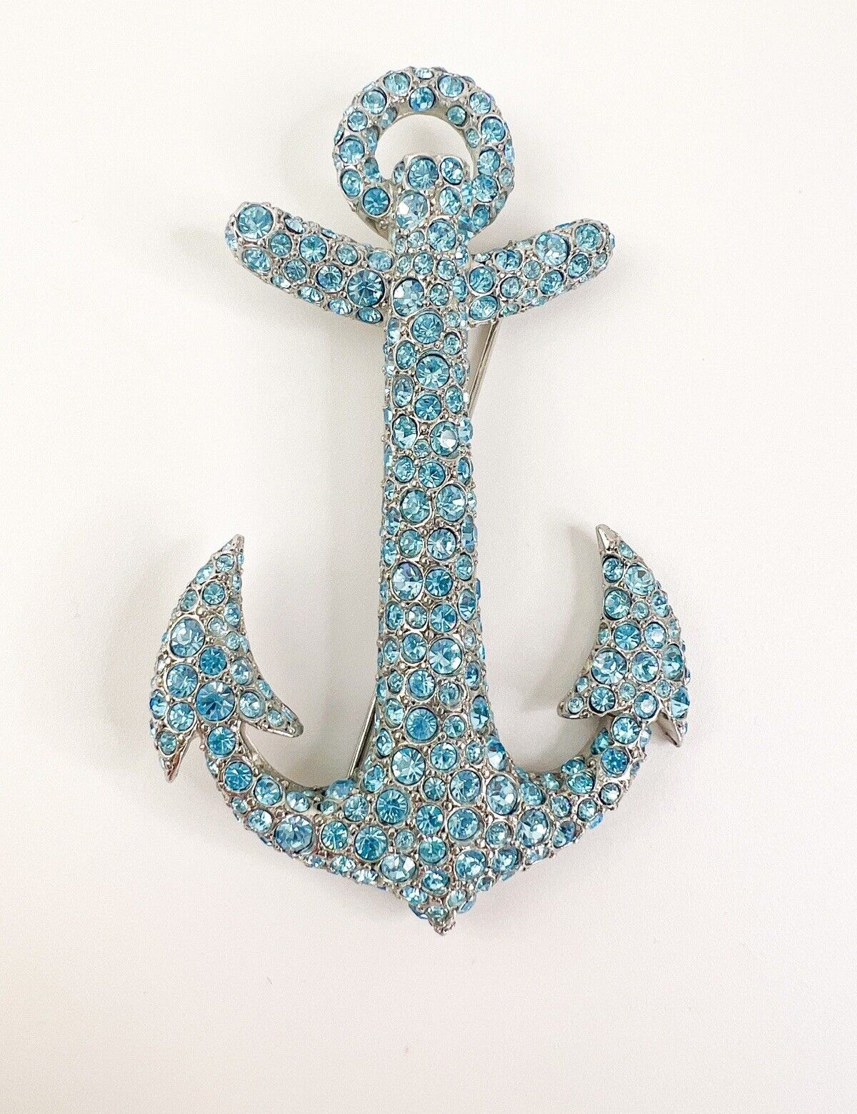 Vintage Sonia Rykiel Paris brooch, Vintage Brooch Pin, Brooch Large, Vintage Rhinestone, Sonia Rykiel Anchor, Jewelry Brooch Blue