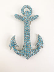 Vintage Sonia Rykiel Paris brooch, Vintage Brooch Pin, Brooch Large, Vintage Rhinestone, Sonia Rykiel Anchor, Jewelry Brooch Blue