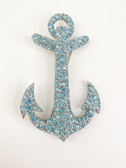 Vintage Sonia Rykiel Paris brooch, Vintage Brooch Pin, Brooch Large, Vintage Rhinestone, Sonia Rykiel Anchor, Jewelry Brooch Blue