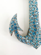 Vintage Sonia Rykiel Paris brooch, Vintage Brooch Pin, Brooch Large, Vintage Rhinestone, Sonia Rykiel Anchor, Jewelry Brooch Blue