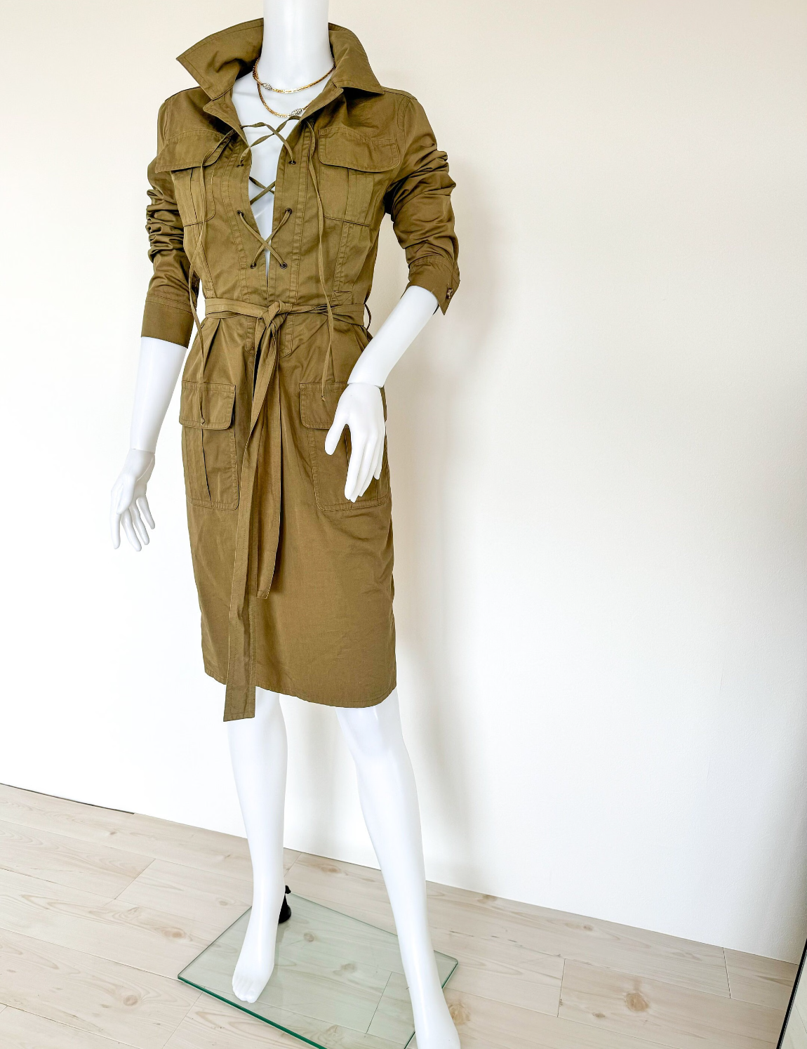 2002 Tom Ford for Yves Saint Laurent Safari Dress, vintage YSL dress, YSL  Khaki dress, Iconic YSL dress, clothes women, Ysl clothing