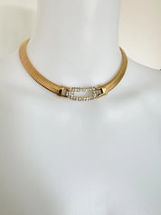 Vintage Givenchy Necklace, Vintage Gold Tone Necklace Gaspipe Necklace, Vintage Choker Necklace, Jewelry for Women, Gold Chain, Gift for her