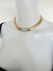 Vintage Givenchy Necklace, Vintage Gold Tone Necklace Gaspipe Necklace, Vintage Choker Necklace, Jewelry for Women, Gold Chain, Gift for her
