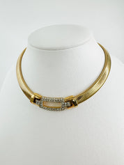Vintage Givenchy Necklace, Vintage Gold Tone Necklace Gaspipe Necklace, Vintage Choker Necklace, Jewelry for Women, Gold Chain, Gift for her