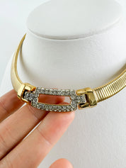 Vintage Givenchy Necklace, Vintage Gold Tone Necklace Gaspipe Necklace, Vintage Choker Necklace, Jewelry for Women, Gold Chain, Gift for her
