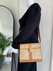 Vintage bag Valentino Garavani Flap Bag Leather Handbag shoulder bag Crossbody Brown