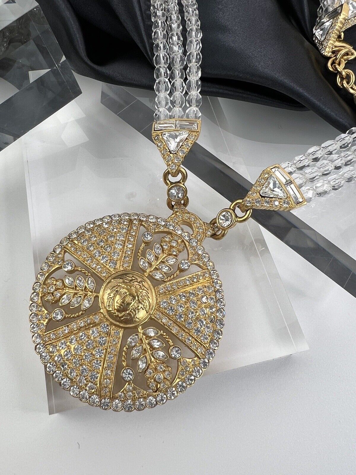 Vintage Versace Medusa necklace, Versace 3 row choker, Versace medalion necklace, Versace men, Versace women, Versace made in Italy