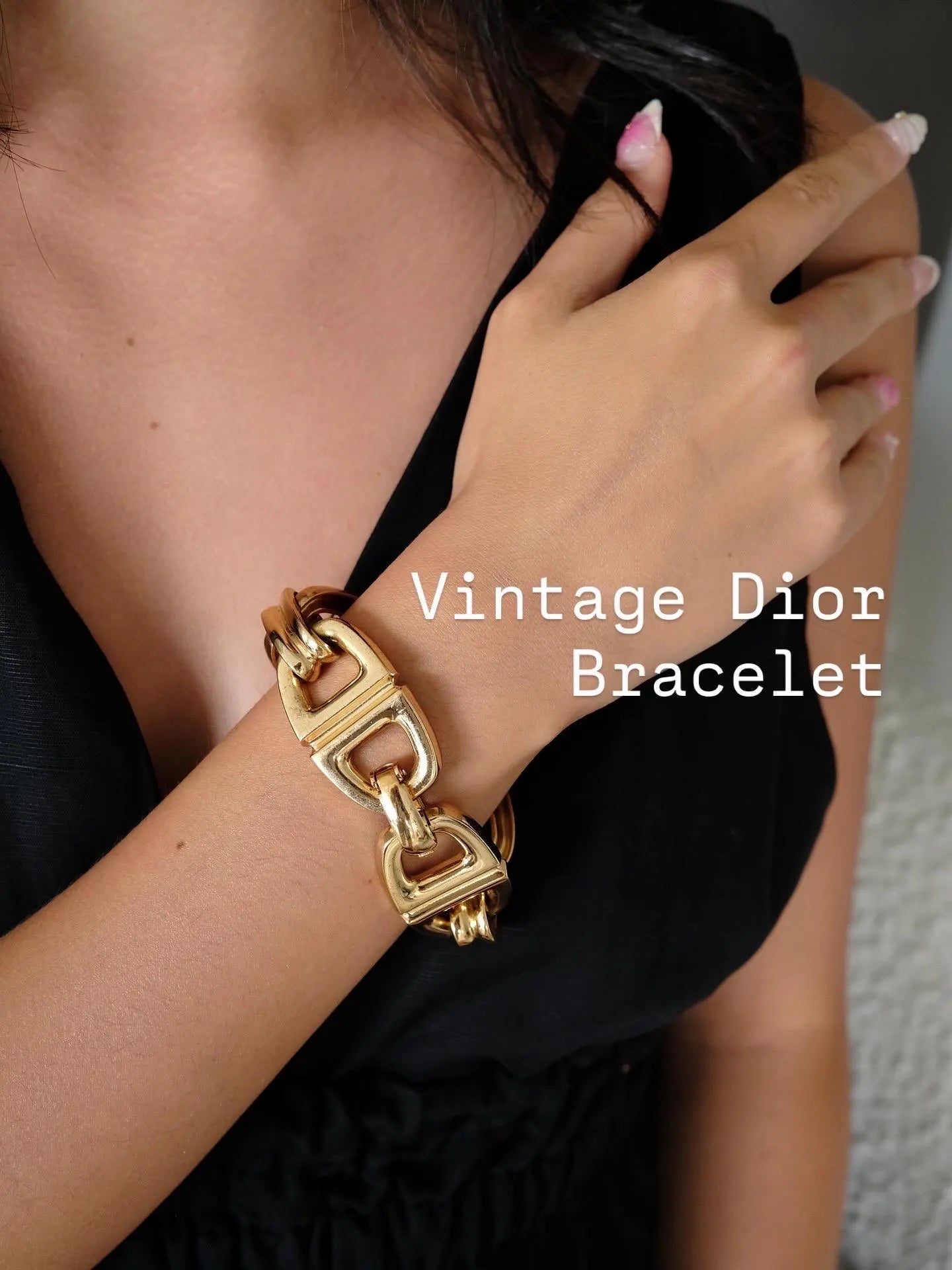 Vintage 1970s Dior Bracelet, Gold plated  Chunky Anchor Chain Link, Signed Christian Dior Jewelry, Statement Designer Bracelet 19cm / 7.48in
