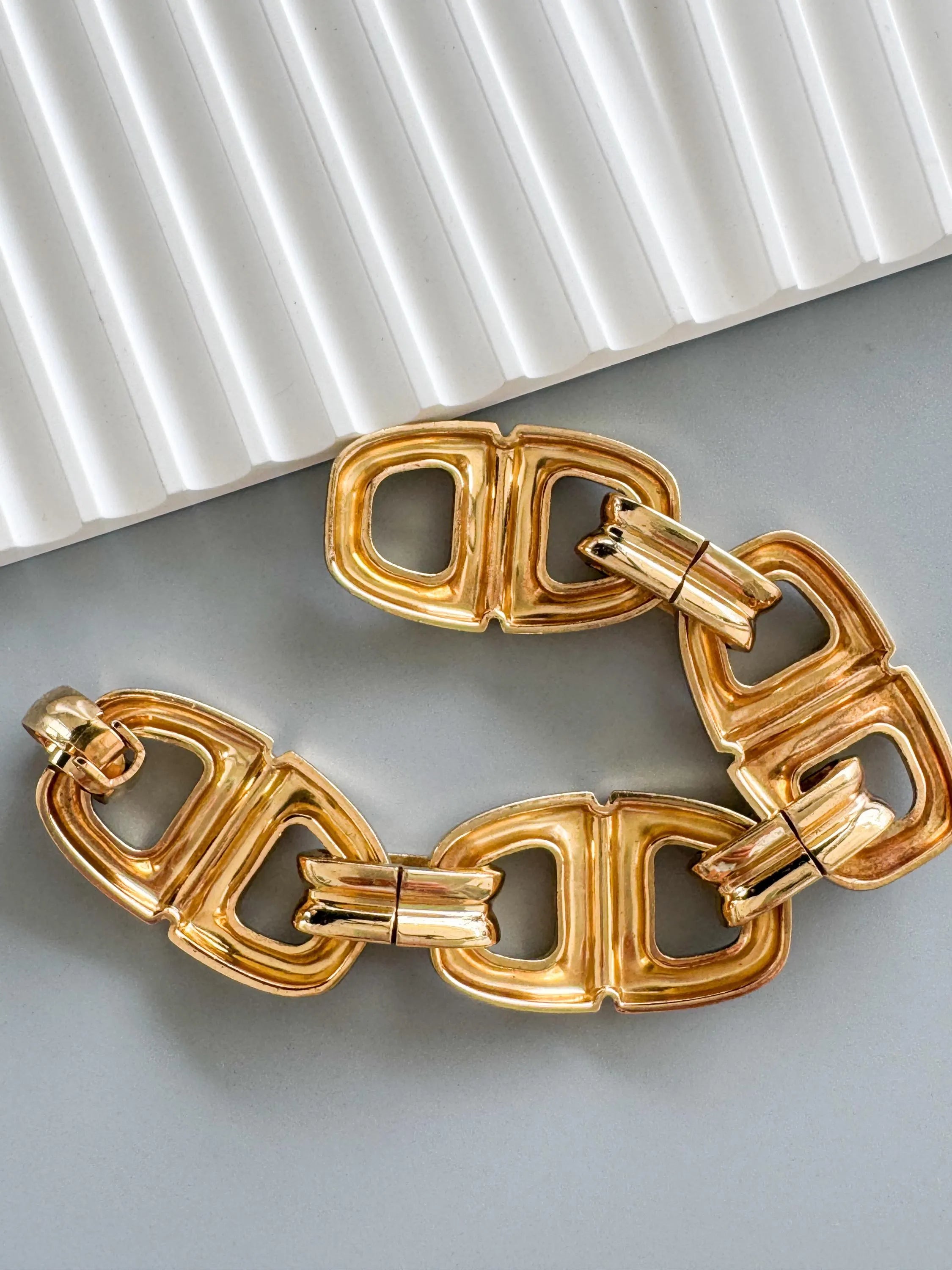 Vintage 1970s Dior Bracelet, Gold plated  Chunky Anchor Chain Link, Signed Christian Dior Jewelry, Statement Designer Bracelet 19cm / 7.48in