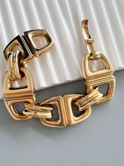 Vintage 1970s Dior Bracelet, Gold plated  Chunky Anchor Chain Link, Signed Christian Dior Jewelry, Statement Designer Bracelet 19cm / 7.48in