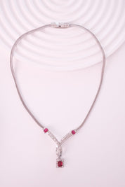 Vintage Attwood and Sawyer silver statement choker with ruby red crystals and clear rhinestones