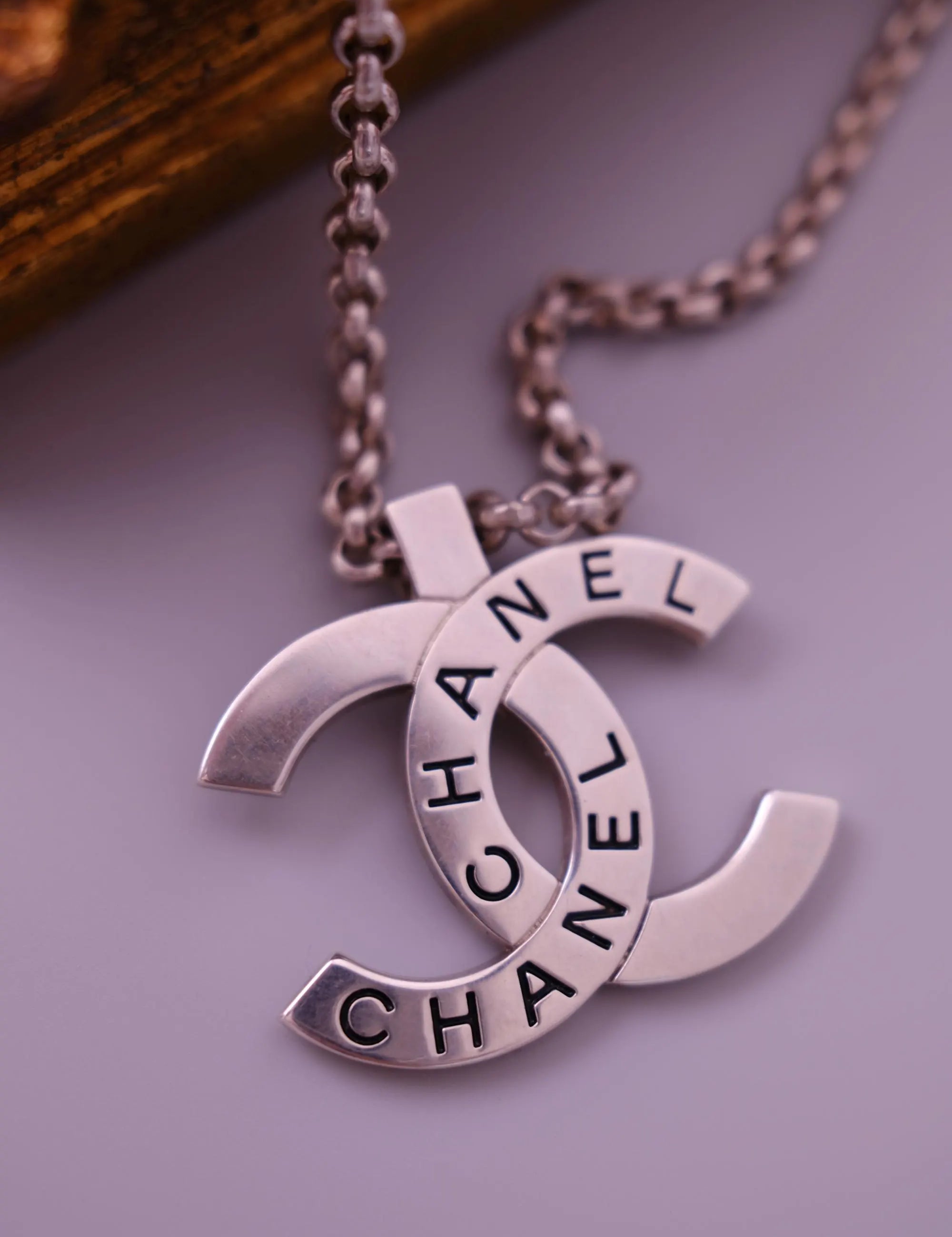 Vintage CHANEL 1998 98P silver-tone CC logo pendant necklace, made in France