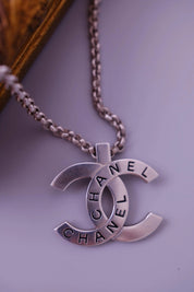 Vintage CHANEL 1998 98P silver-tone CC logo pendant necklace, made in France