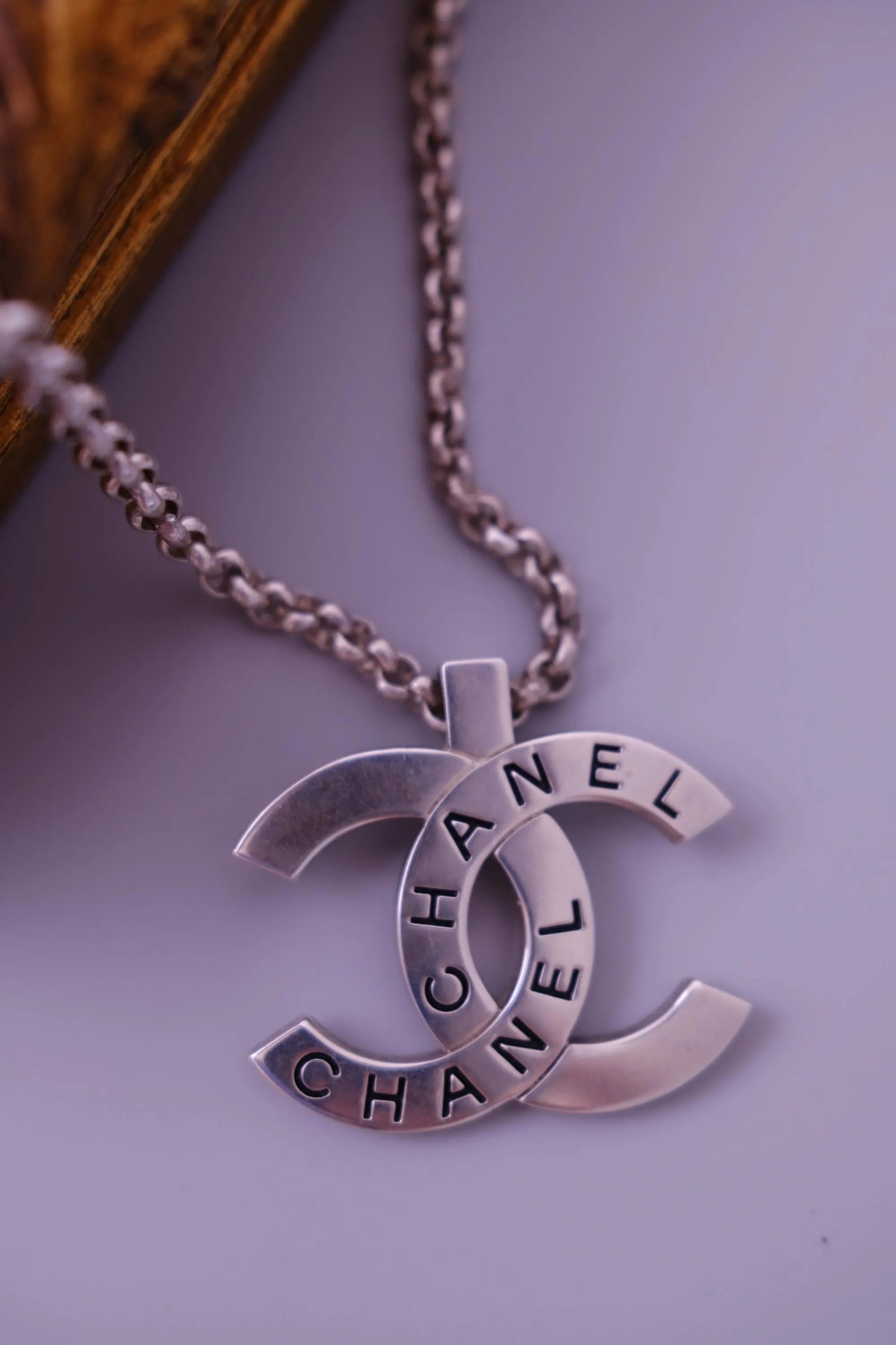 Vintage CHANEL 1998 98P silver-tone CC logo pendant necklace, made in France