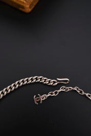 Vintage CHANEL 2000 silver-tone multi-chain choker necklace with oversized CHANEL centerpiece and iconic CC logo