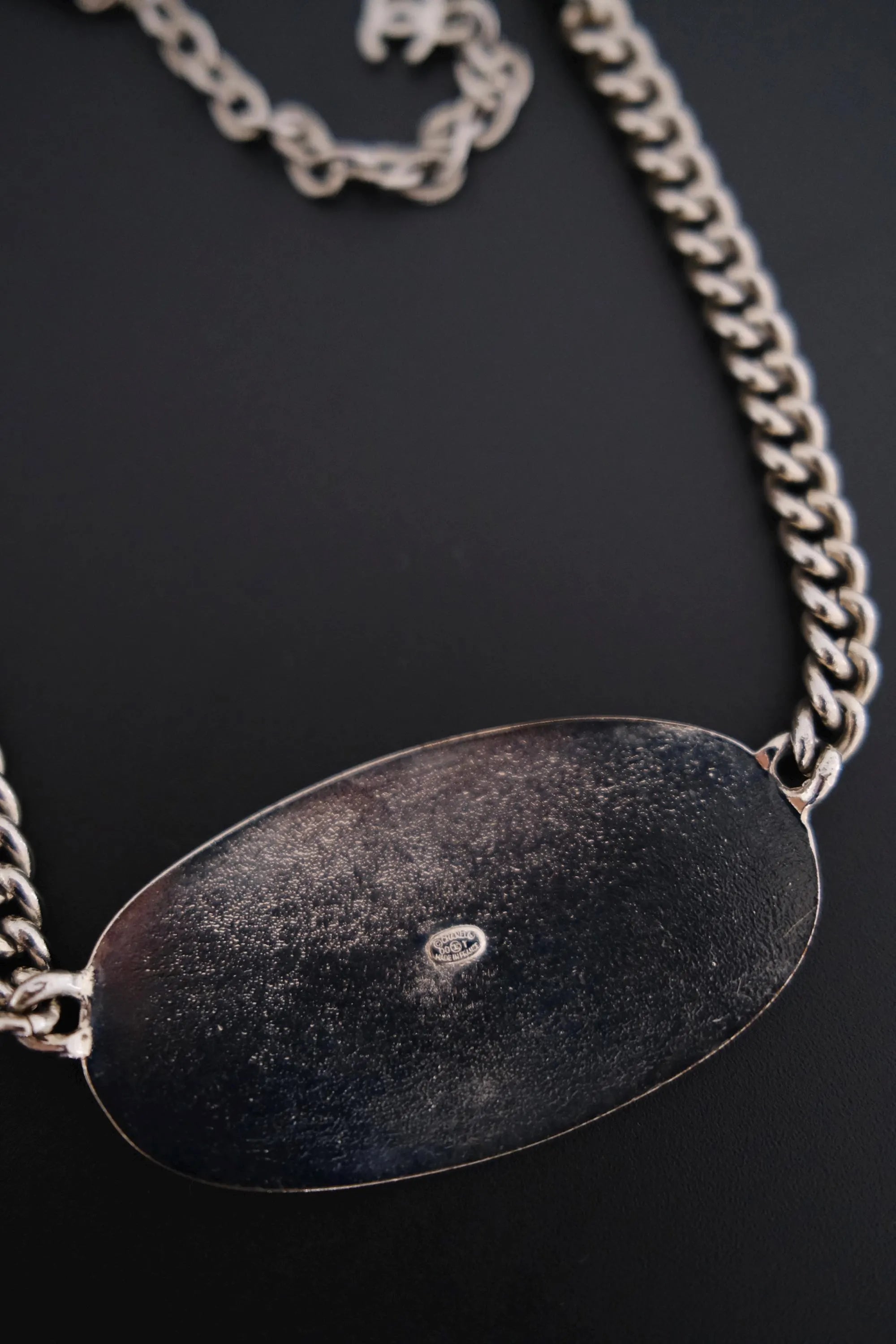 Vintage CHANEL 2000 silver-tone multi-chain choker necklace with oversized CHANEL centerpiece and iconic CC logo