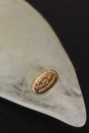 CHANEL signature plaque on the reverse of vintage translucent resin camellia flower pendant