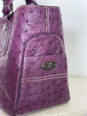 Vintage Celine Paris Made in Italy Top Handle  Handbag bag Triomphe Boogie Ostrich purple leather beautiful vintage bag