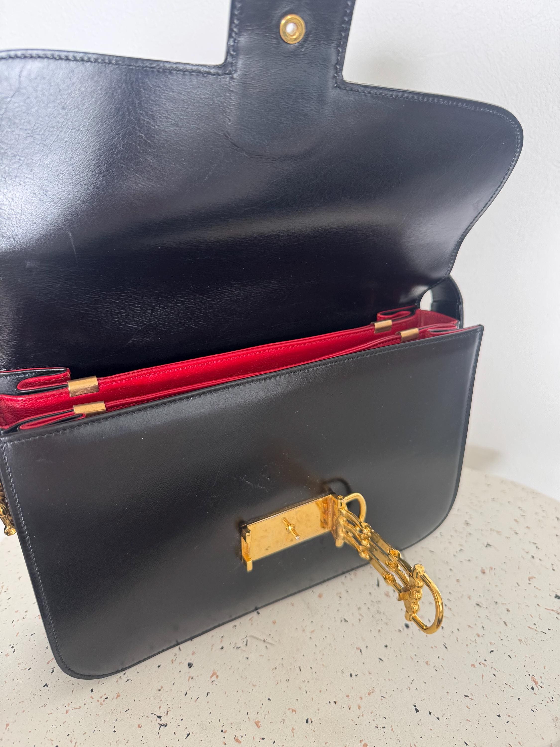 Vintage Celine bag, Celine Paris Triomphe Shoulder Bag Black box Made in Italy, Celine box  bag, Celine 80s, Rare Celine bag, Bag Leather