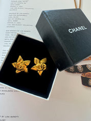 Vintage Chanel Earrings, Gold Tone Earrings, Made in France, Chanel CC Logo, Vintage Earrings, Clip on Earrings, Vintage Jewelry Gold