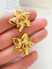 Vintage Chanel Earrings, Gold Tone Earrings, Made in France, Chanel CC Logo, Vintage Earrings, Clip on Earrings, Vintage Jewelry Gold