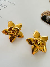 Vintage Chanel Earrings, Gold Tone Earrings, Made in France, Chanel CC Logo, Vintage Earrings, Clip on Earrings, Vintage Jewelry Gold