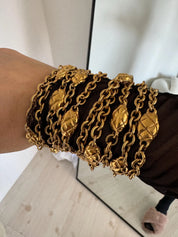 Vintage Chanel Necklace, Choker Necklace, Gold Tone Necklace, Made in France, Gold Coin Necklace, Medallion Necklace, Chanel Stamp necklace