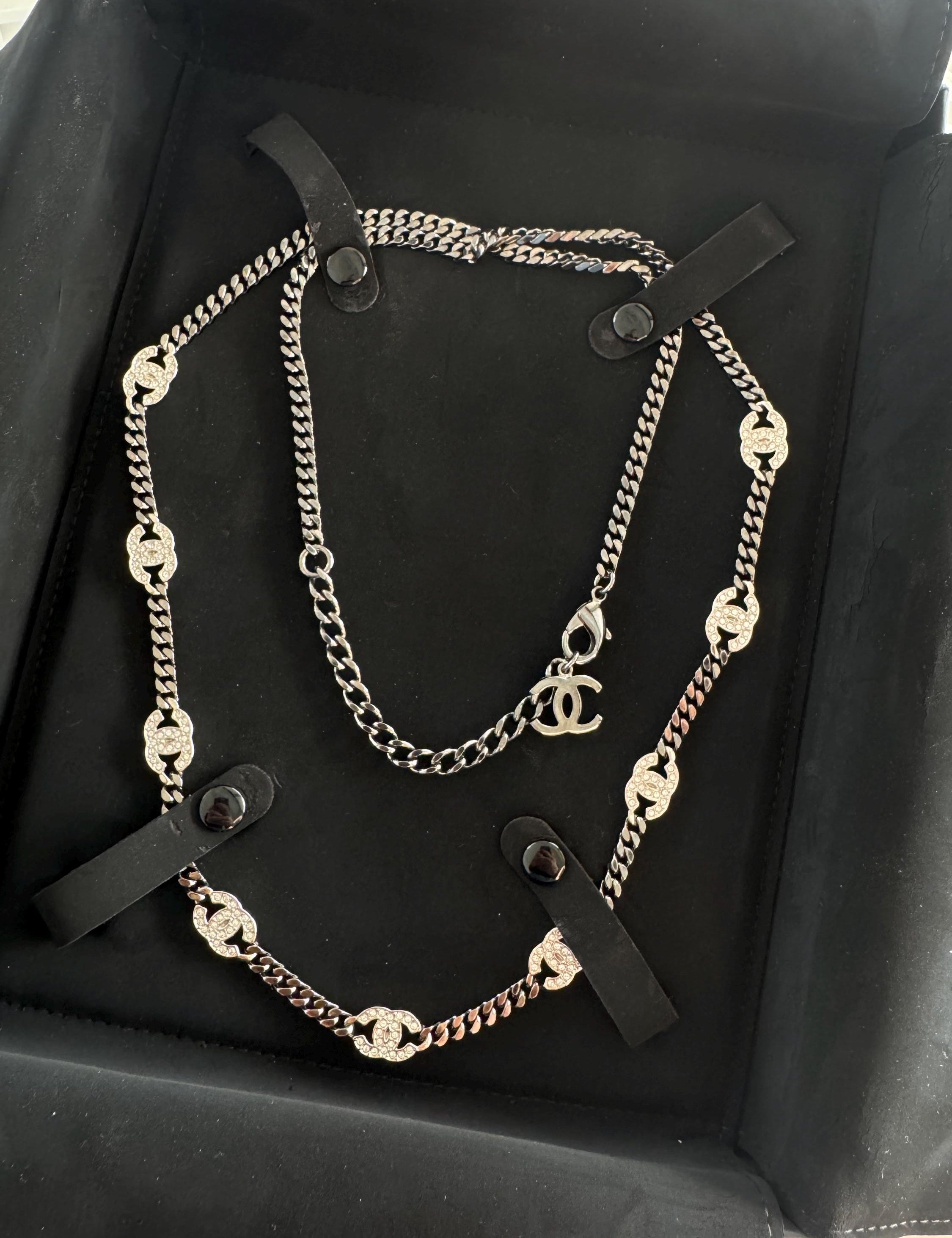 Authentic Chanel Necklace, Choker Necklace, CC Logo Chanel Necklace, Made in Italy , Charm Necklace, Chain Necklace, Vintage Jewelry