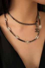 Authentic Chanel Necklace, Choker Necklace, CC Logo Chanel Necklace, Made in Italy , Charm Necklace, Chain Necklace, Vintage Jewelry