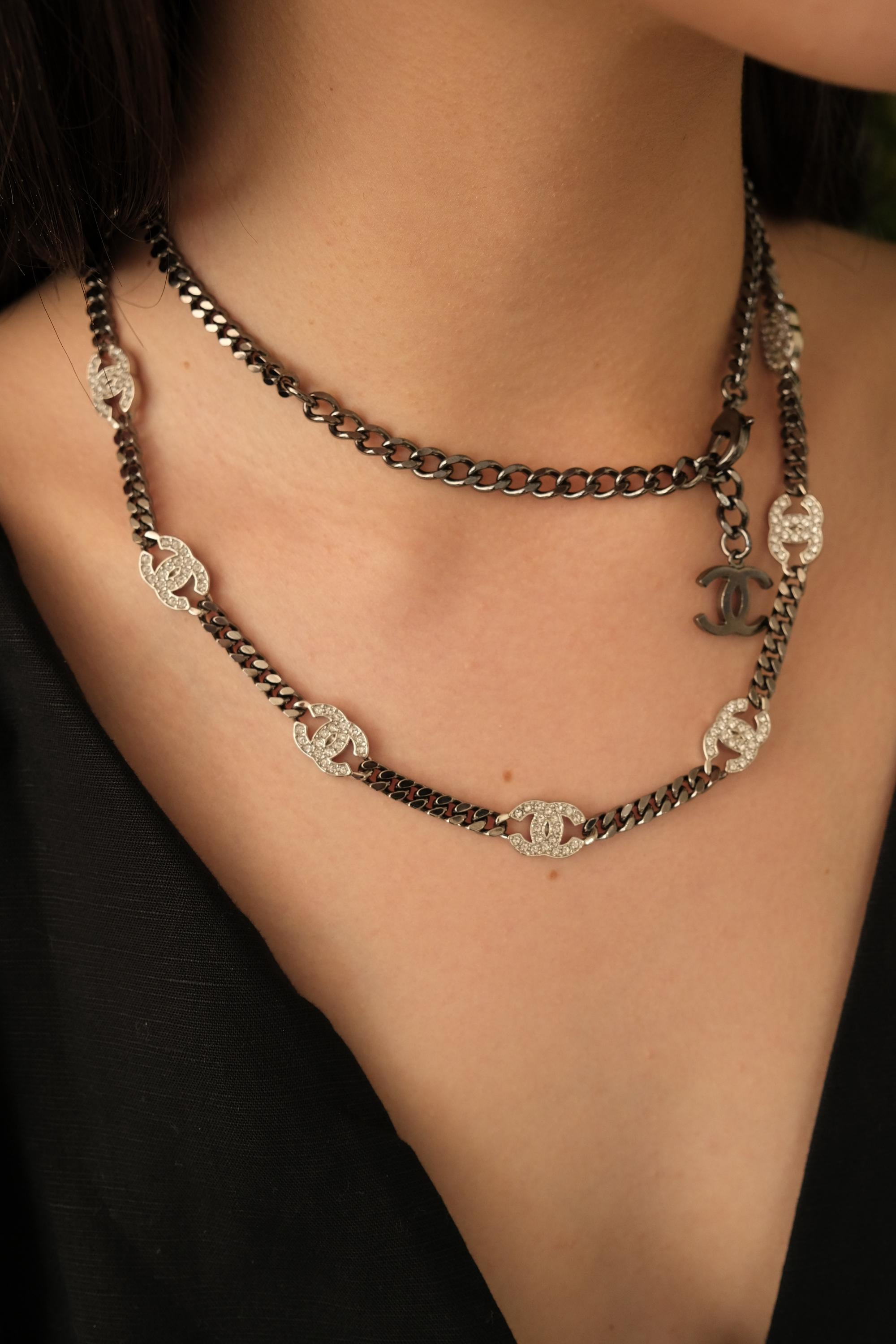 Authentic Chanel Necklace, Choker Necklace, CC Logo Chanel Necklace, Made in Italy , Charm Necklace, Chain Necklace, Vintage Jewelry