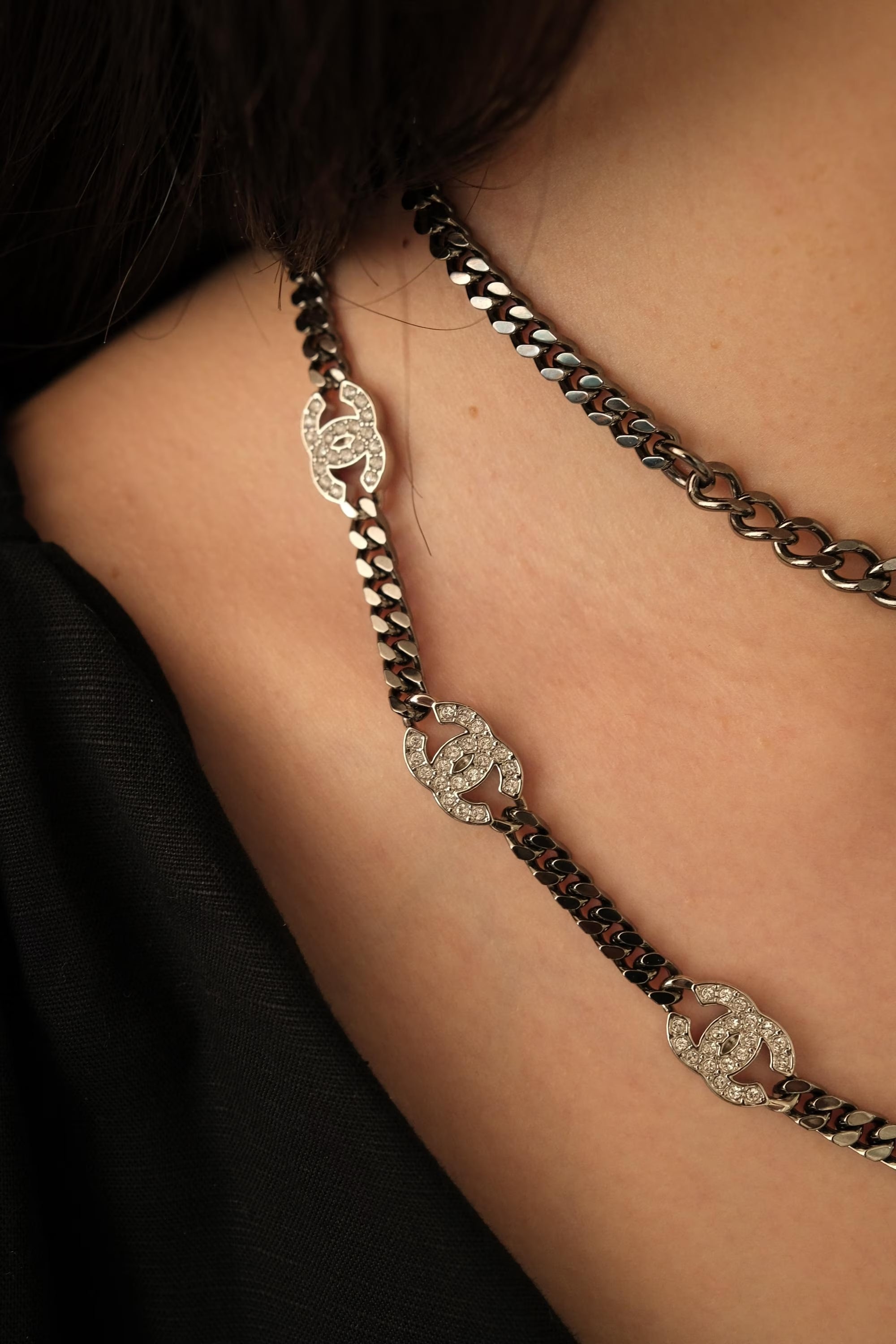 Authentic Chanel Necklace, Choker Necklace, CC Logo Chanel Necklace, Made in Italy , Charm Necklace, Chain Necklace, Vintage Jewelry