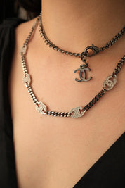 Authentic Chanel Necklace, Choker Necklace, CC Logo Chanel Necklace, Made in Italy , Charm Necklace, Chain Necklace, Vintage Jewelry