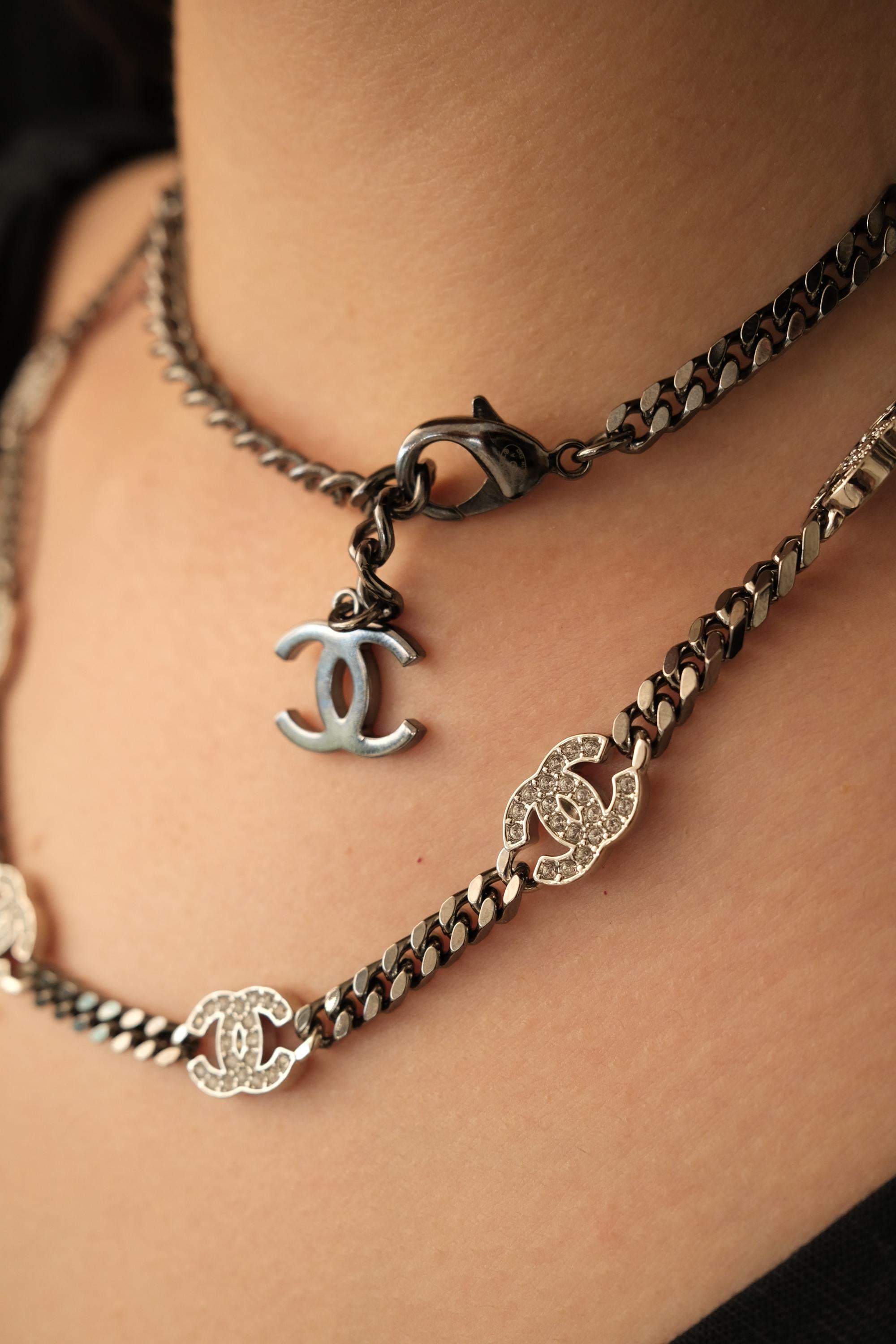 Authentic Chanel Necklace, Choker Necklace, CC Logo Chanel Necklace, Made in Italy , Charm Necklace, Chain Necklace, Vintage Jewelry