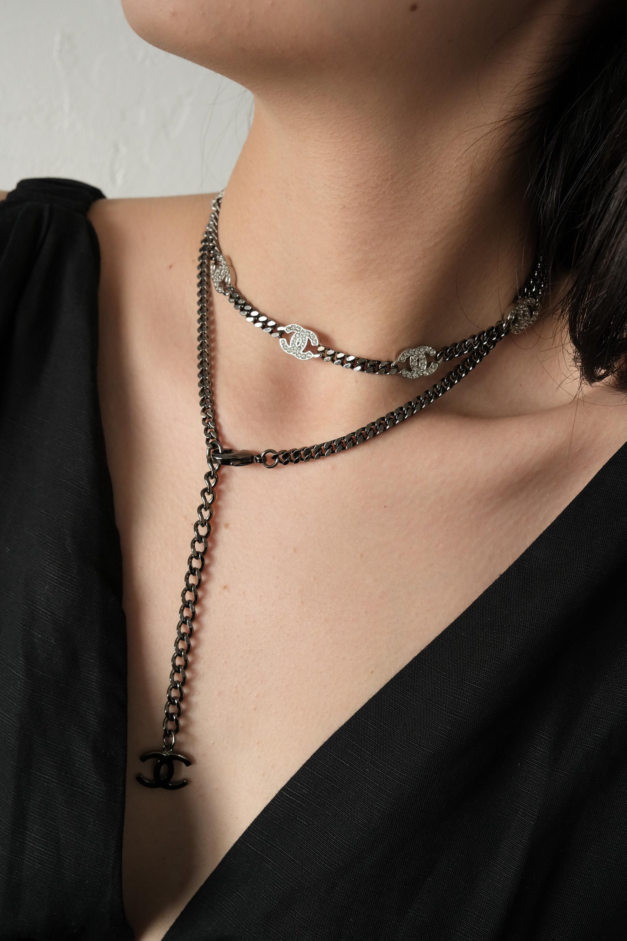 Authentic Chanel Necklace, Choker Necklace, CC Logo Chanel Necklace, Made in Italy , Charm Necklace, Chain Necklace, Vintage Jewelry