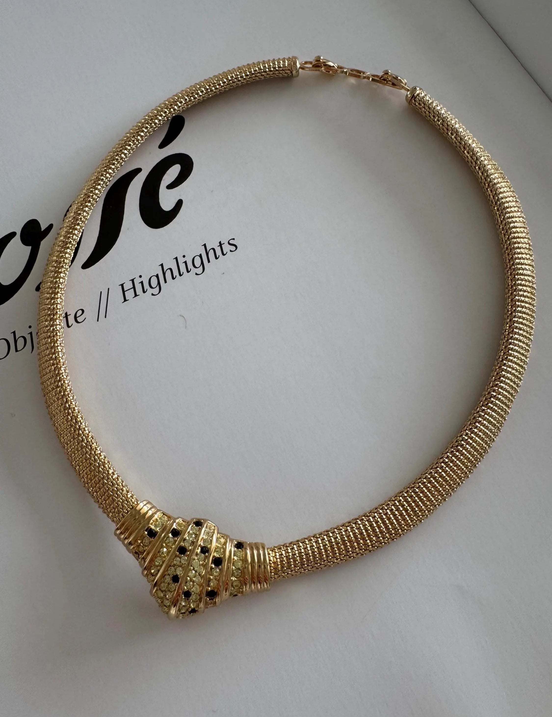 Vintage Christian Dior Necklace, Dior Chain Necklace, Dior Tubogas necklace Snake chain  Necklace, Gift for her, gold zipper choker