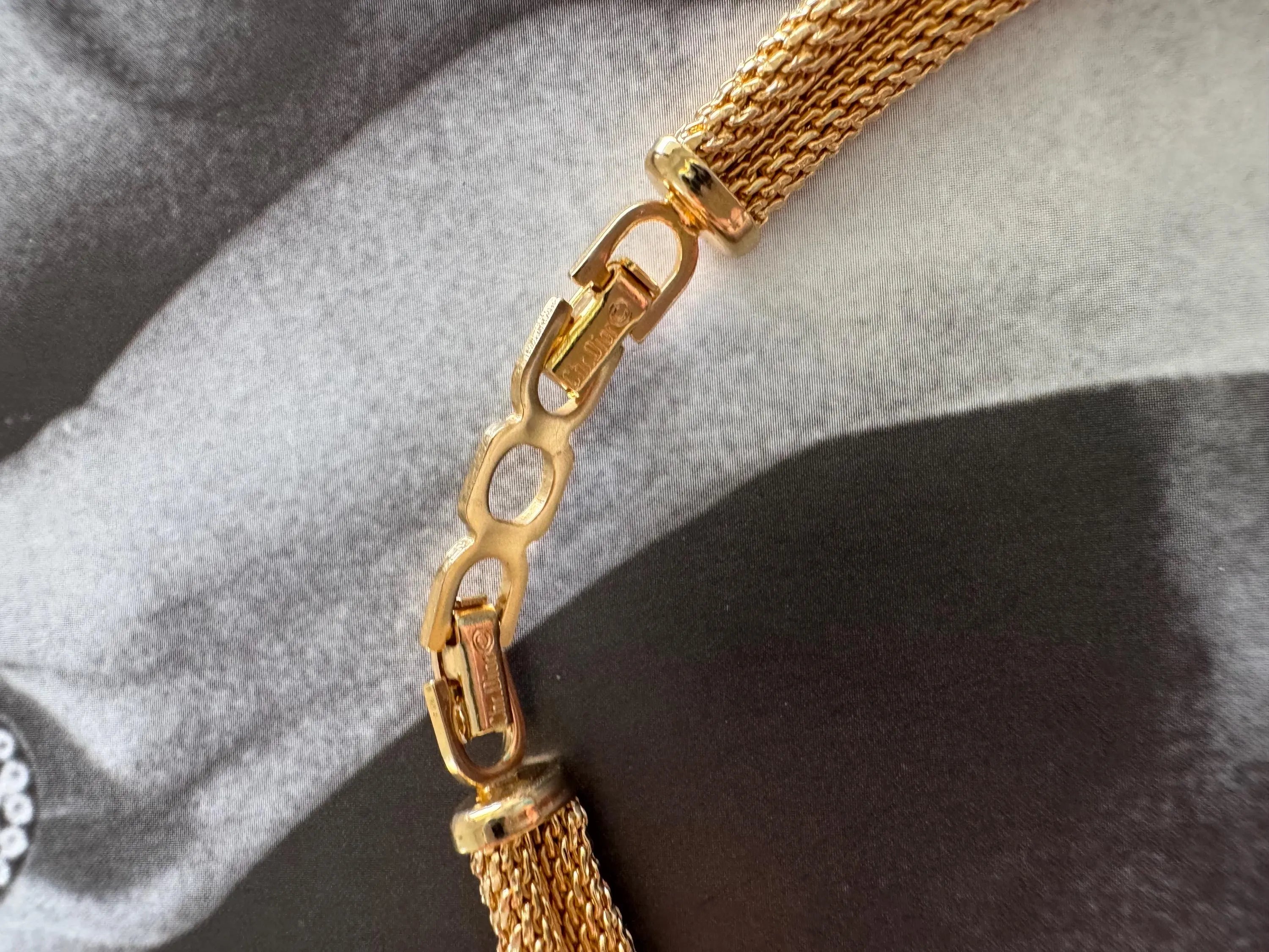 Vintage Christian Dior Necklace, Dior Chain Necklace, Dior Tubogas necklace Snake chain  Necklace, Gift for her, gold zipper choker