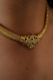 Vintage Christian Dior Necklace, Dior Chain Necklace, Dior Tubogas necklace Snake chain  Necklace, Gift for her, gold zipper choker