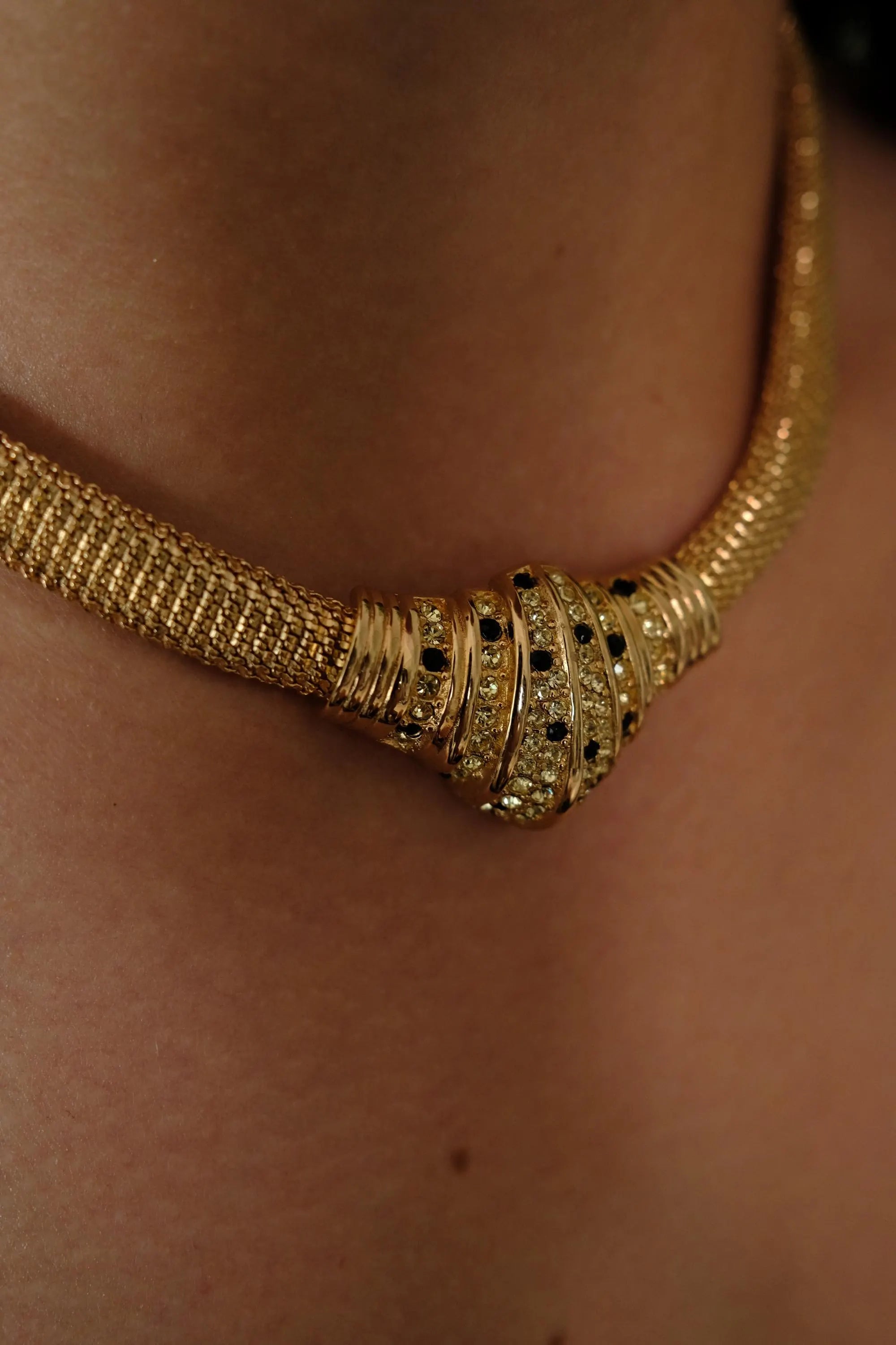Vintage Christian Dior Necklace, Dior Chain Necklace, Dior Tubogas necklace Snake chain  Necklace, Gift for her, gold zipper choker