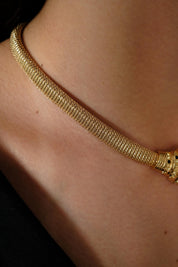 Vintage Christian Dior Necklace, Dior Chain Necklace, Dior Tubogas necklace Snake chain  Necklace, Gift for her, gold zipper choker