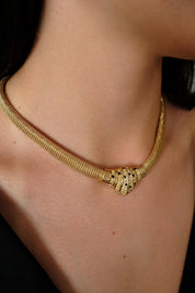 Vintage Christian Dior Necklace, Dior Chain Necklace, Dior Tubogas necklace Snake chain  Necklace, Gift for her, gold zipper choker