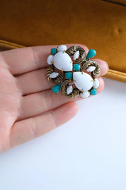 Vintage Christian Dior 1964 Germany Milk Glass Brooch Rare Collector Piece