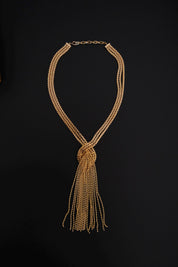 Vintage Christian Dior 1974 gold-tone fringe tassel statement necklace, signed Christian Dior Germany
