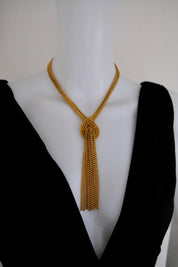 Vintage Christian Dior 1974 gold-tone fringe tassel statement necklace, signed Christian Dior Germany