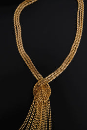 Vintage Christian Dior 1974 Gold Tone Fringe Tassel Necklace Germany Signed