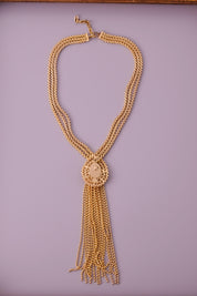 Vintage Christian Dior 1974 gold-tone fringe tassel statement necklace, signed Christian Dior Germany