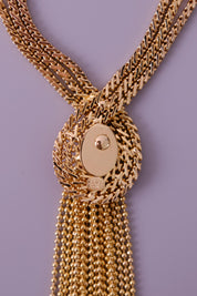 Vintage Christian Dior 1974 gold-tone fringe tassel statement necklace, signed Christian Dior Germany