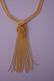 Vintage Christian Dior 1974 gold-tone fringe tassel statement necklace, signed Christian Dior Germany