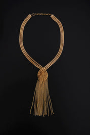 Vintage Christian Dior 1974 gold-tone fringe tassel statement necklace, signed Christian Dior Germany