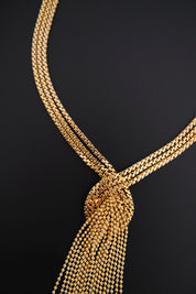 Vintage Christian Dior 1974 gold-tone fringe tassel statement necklace, signed Christian Dior Germany