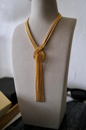 Vintage Christian Dior 1974 gold-tone fringe tassel statement necklace, signed Christian Dior Germany